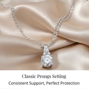 D'Joy Lab Created White Sapphire 1.15 ctw Pendant in Sterling Silver